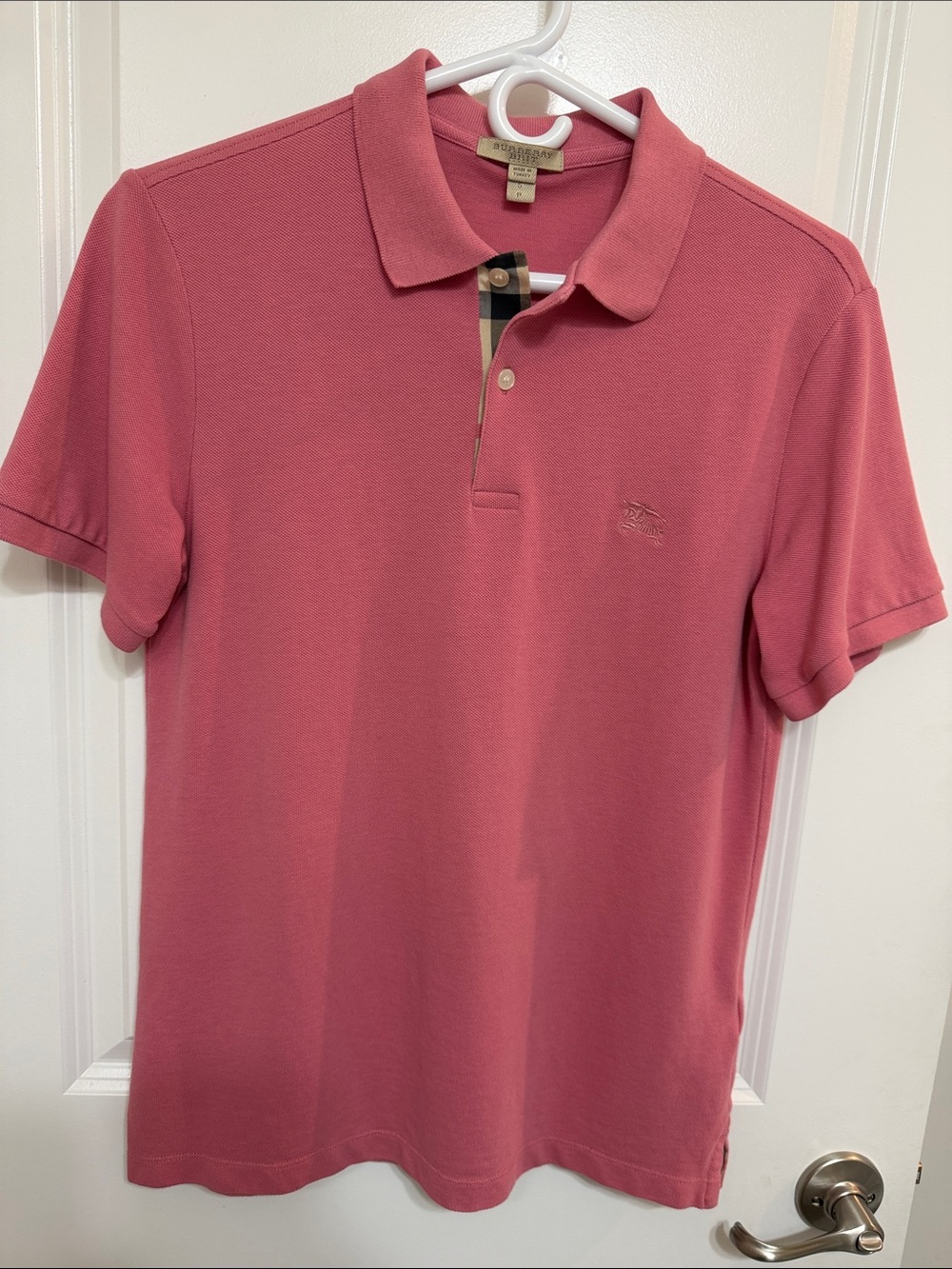 Burberry Rose Pink Polo with Signature Check Placket